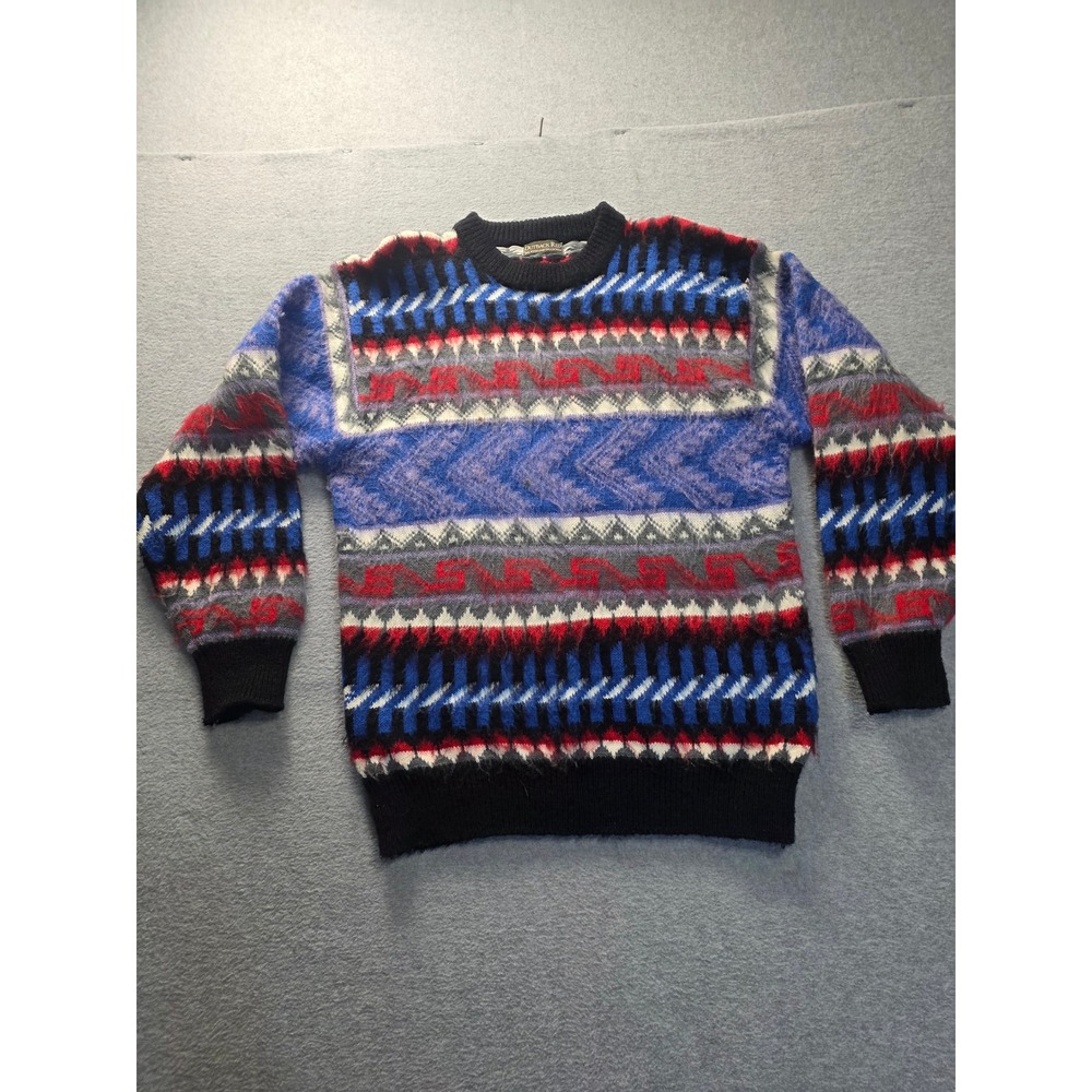 Vintage Outback Red Heirloom Collection Geometric Fair Isle Fuzzy Sweater Multi